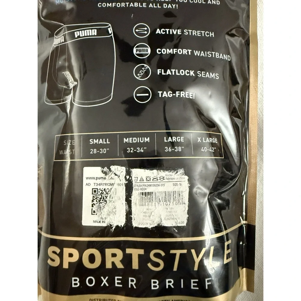 NEW PUMA SPORTSTYLE PERFORMANCE BOXER BRIEFS 3 PACK UNDERWEAR MENS MEDIUM 32-34